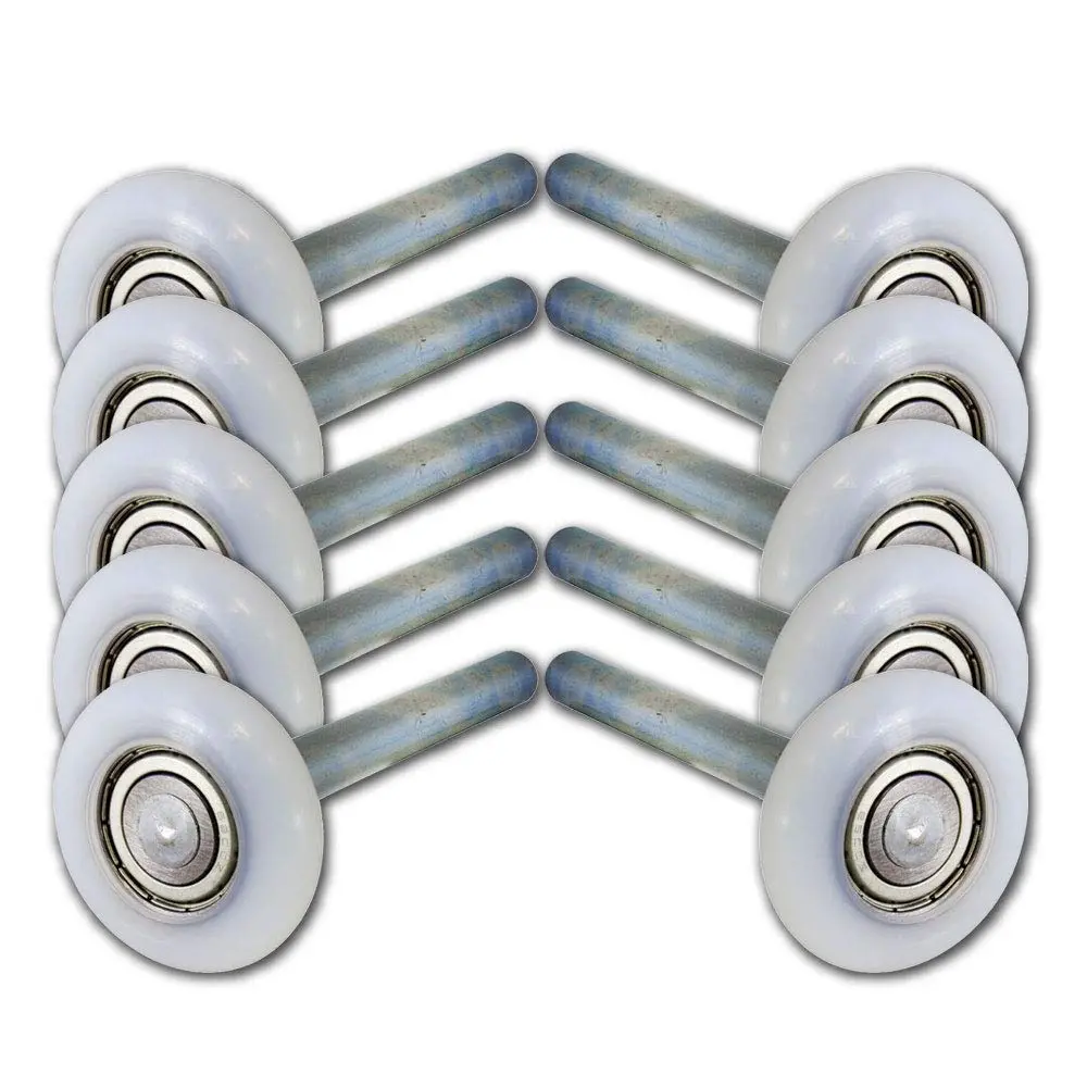 10-Pack Garage Door Rollers with 6200Z Precision Sealed Bearing, 4" Zinc-Plated Steel Stem, 2" Nylon Roller, 150 lb Load, 100,000 Cycles, 12' Door Compatibility, Zinc-Plated Steel Construction