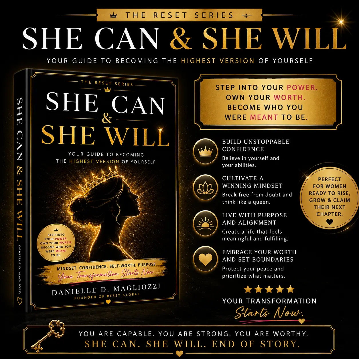 She Can & She Will Self-Help Book for Women | Confidence Building, Self-Worth, Personal Growth, Empowerment, Mindset Transformation & Success, Inspirational Self-Help Book for Women, Self-Love, Personal Development, Motivation & Empowerment Gift
