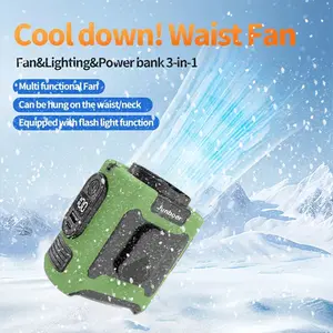 2026 Upgrade 10000mAh Portable Waist Fan Clip on Wearable Belt Personal Fan Rechargeable Battery Operated with 5 Speeds & Flashlight Neck Hands-Free 40H Cooling for Hiking, Camping & Summer Adventures, Outdoor Camping Accessories Power Bank