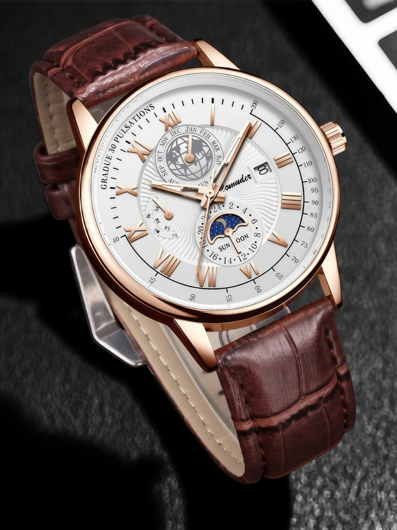 Men's Business Fashion Round Dial Analog Quartz Movement Watch, Luminous Fashionable Dial Watch, Fashion Watch for Party, Daily Clothing Decor, Trendy All-match & Exquisite Watch for Birthday Gift with Box, Trendy Wristwatch, Business Fashion Watches