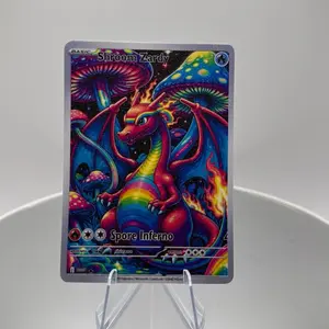 Premium Custom Fan Art Trading Card – Shroom Zardy Holographic Style Collectible Display Card