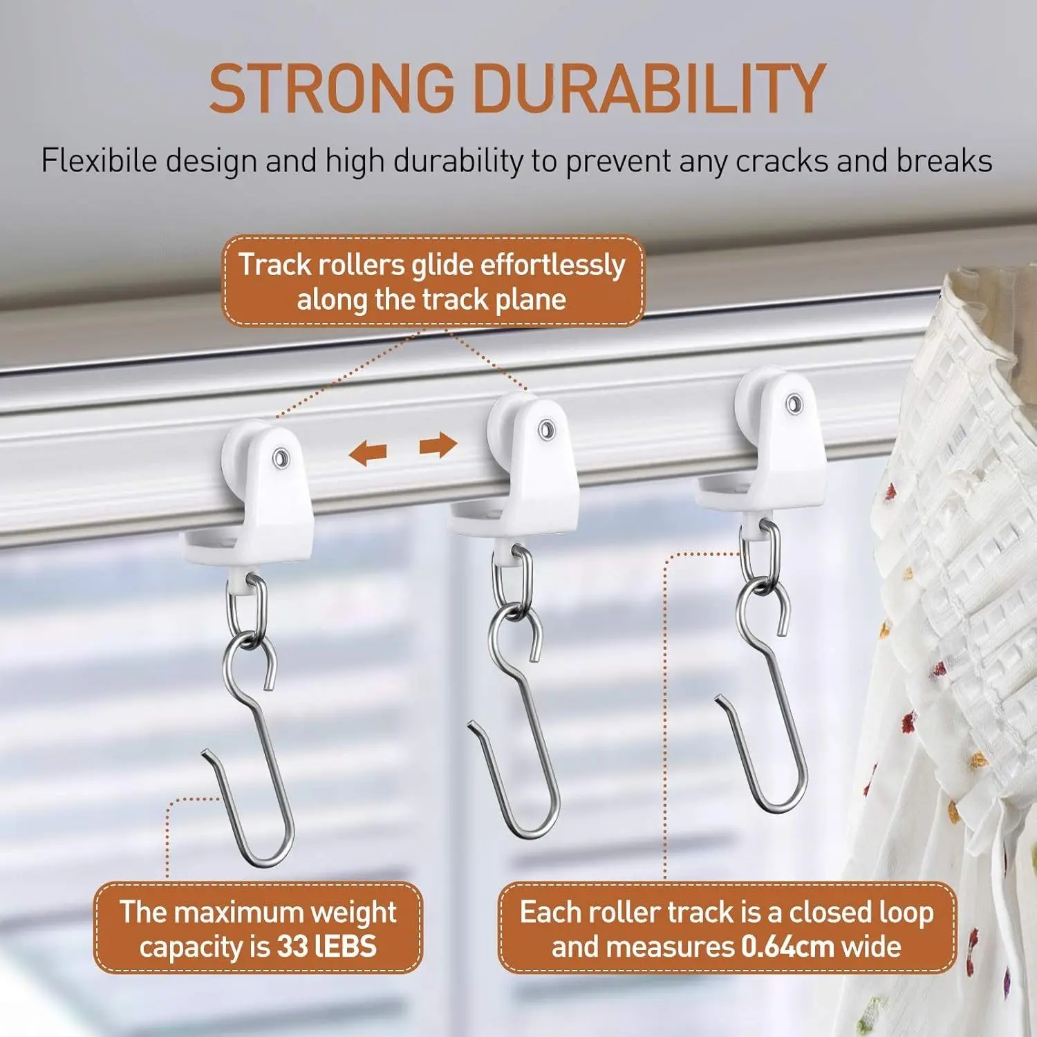 Ceiling Mounted Curtain Track Set, Metal Shower S-Hook Linear & Curved Roller, Ceiling Installation Curtain Hooks with Rollers, Smooth Rolling, Complete Set, Curtain Track Kit