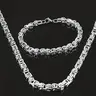 Men's Stainless Steel Necklace and Bracelet Set, Punk Style Edgy Design Byzantine Chain Jewelry, Fashionable Jewelry Set, All-Season Fashion Accessories