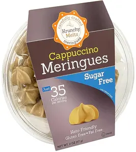 Krunchy Melts Original Sugar Free Meringue Cookies | Sugar Free Cappuccino Flavor | Only 35 Calories Per Serving | Fat Free, Gluten Free, Dairy Free | Keto Friendly | Zero Net Carbs (2 Oz)
