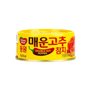 DONGWON Tuna Can - Spicy Double Chili Flavor, 150g - Korean Style Canned Tuna for Salads, Sandwiches & Meals