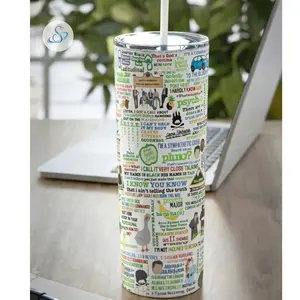 Psych TV Show Skinny Tumbler 20oz, Funny Quotes Insulated Travel Mug with Lid and Straw, Fan Gift Drinkware for Psych Lovers, Coffee Cup for Home or Office