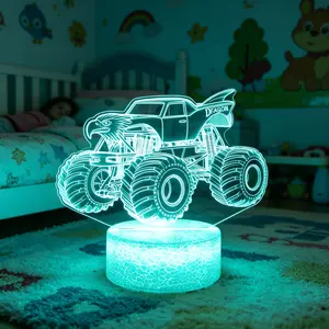 Monster Truck Themed Acrylic Night Light, LED Decorative Lamp with Eagle Design, Aesthetic Home Accent Light for Room Decor