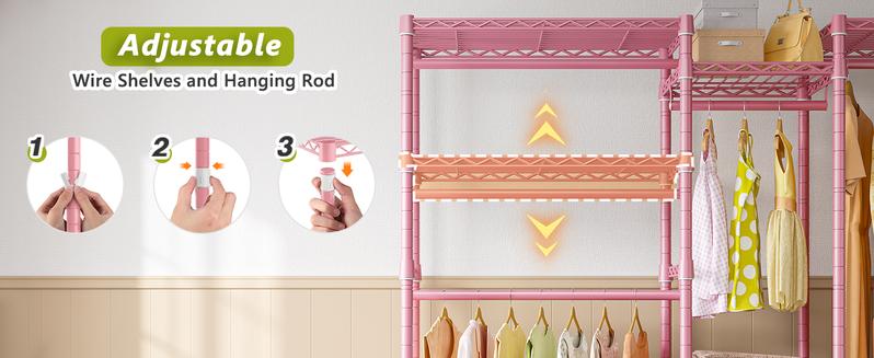 Raybee Clothes Rack Heavy Duty Clothing Rack Load 905LBS Clothing Racks for Hanging Clothes Rack Metal Garment Rack Heavy Duty Clothes Rack Free Standing Wardrobe Closet Organiser Hangable, 77" Hx75 Wx17.8 D [NewYearNewMe]