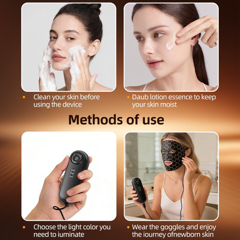【Mother's Day Gift】Red Light Therapy for Face, LED Face Mask Light Therapy with Rechargeable Remote for Acne, Wrinkles, Skin Rejuvenation, Portable Facial Skin Care Mask with Timing Function - Home Use 96 LED Beads