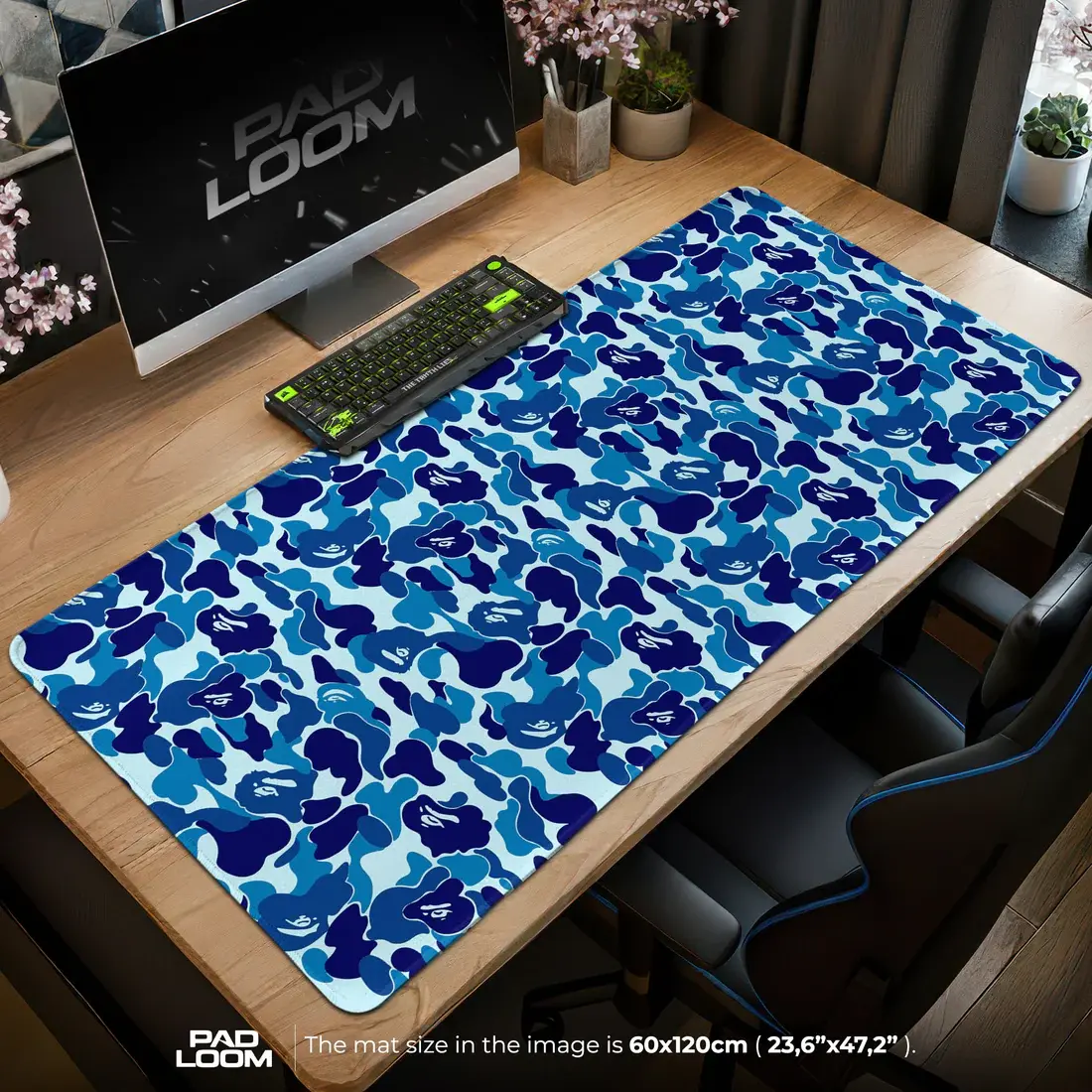 Mouse Pad - Blue Camo Streetwear Gaming Desk Mat, Anime Mouse Pad, Desk Mat, pc accessories