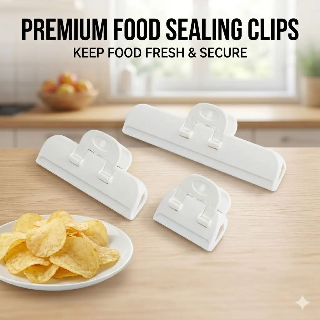 High-Strength Plastic Reusable Chip Clips 2-Pack, Kitchen Utensils with Airtight Seal for Food Sealing & Snack Storage, Keeps Snacks Crisp, Prevents Food Deterioration, Lightweight for Daily Kitchen Use, Simple Reusable Operation