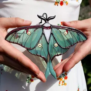 Luna moth butterfly suncatcher, stained glass window hangings, unique Christmas gift, gift for mom, handmade gift, modern home décor