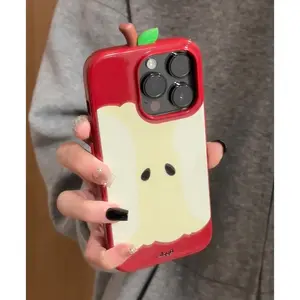 Unique Product Soft Case Cute Ins Style Niche Personality Red Apple 3D Fruit Handle Compatible with Apple 16 Pro Max Phone Case iPhone 15 New Creative Phone Case for iPhone 13/14/15/16/16 Pro/15 Pro Max/14 Pro Max Phone Case