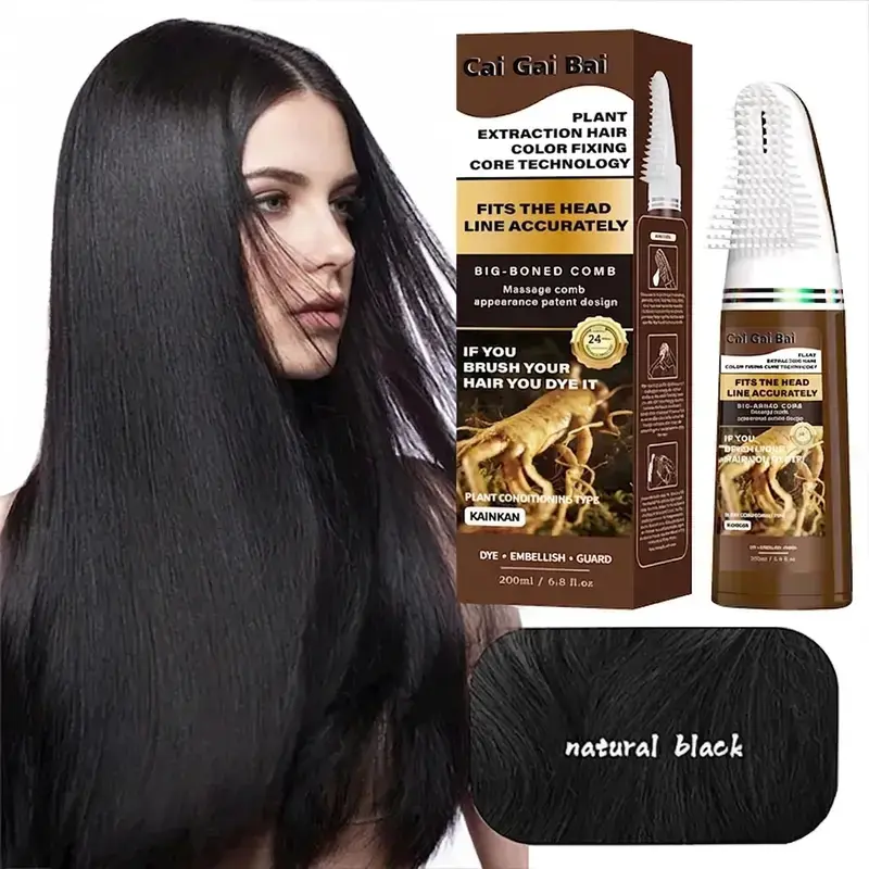 Home Hair Dye with Integrated Comb: 200ML/6.8 oz Convenient Hair Dye Cream for Long-Lasting Color, No Fading, Plant Extracts, No Damage to Hair, Chestnut Brown, Natural Black, Highlights, Gentle Hair Care, Long Lasting Natural Color and Hair Nourishment