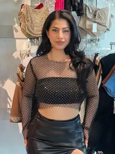 Rhinestone long sleeve top