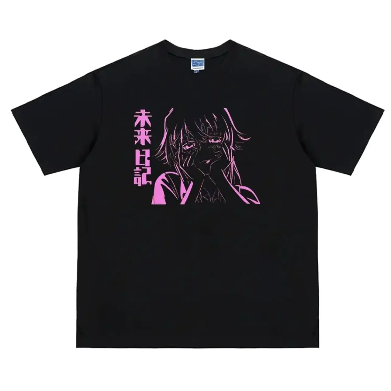Future Diary Anime Vintage Oversized Tshirt DTG Print 180GSM Cotton Original Design Crewneck Regular Shoulder Unisex Streetwear JKW