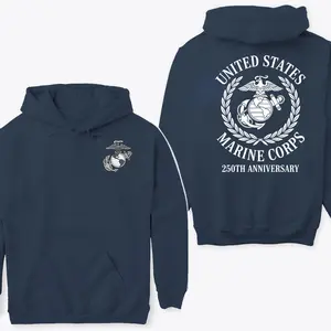 [100% Made in USA]  United States Marine Corps 250th Anniversary Hoodie – USMC Veteran Hoodie, Patriotic Military Gift for Marines & Proud Americans