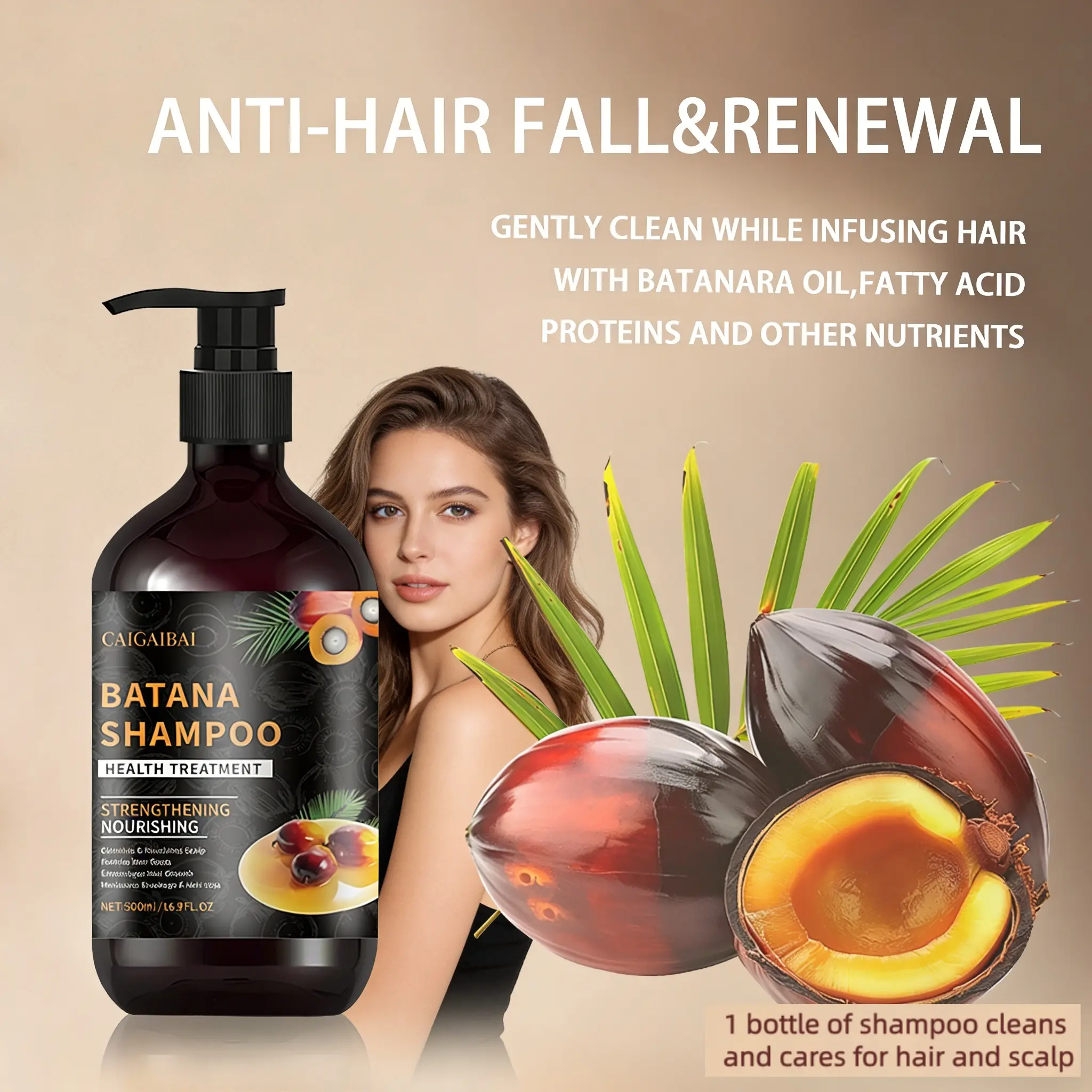 Luxury Batana Moisturizing Shampoo 500ML, Gentle Cleansing, Scalp Soothing, Frizz Control, Healthy Fluffy Hair, Liquid Form, No Ca Prop 65 Re