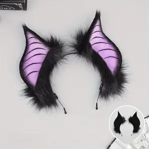 Cute Bat Ears Headband - Soft Fleece Animal Theme Halloween Costume Accessory, Cosplay and Costume Party, Lightweight Headdress