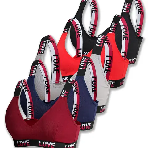 Women's Letter Tape Wireless Bra, Soft Comfy Breathable Bra for Daily Wear, Women's Lingerie for All Seasons