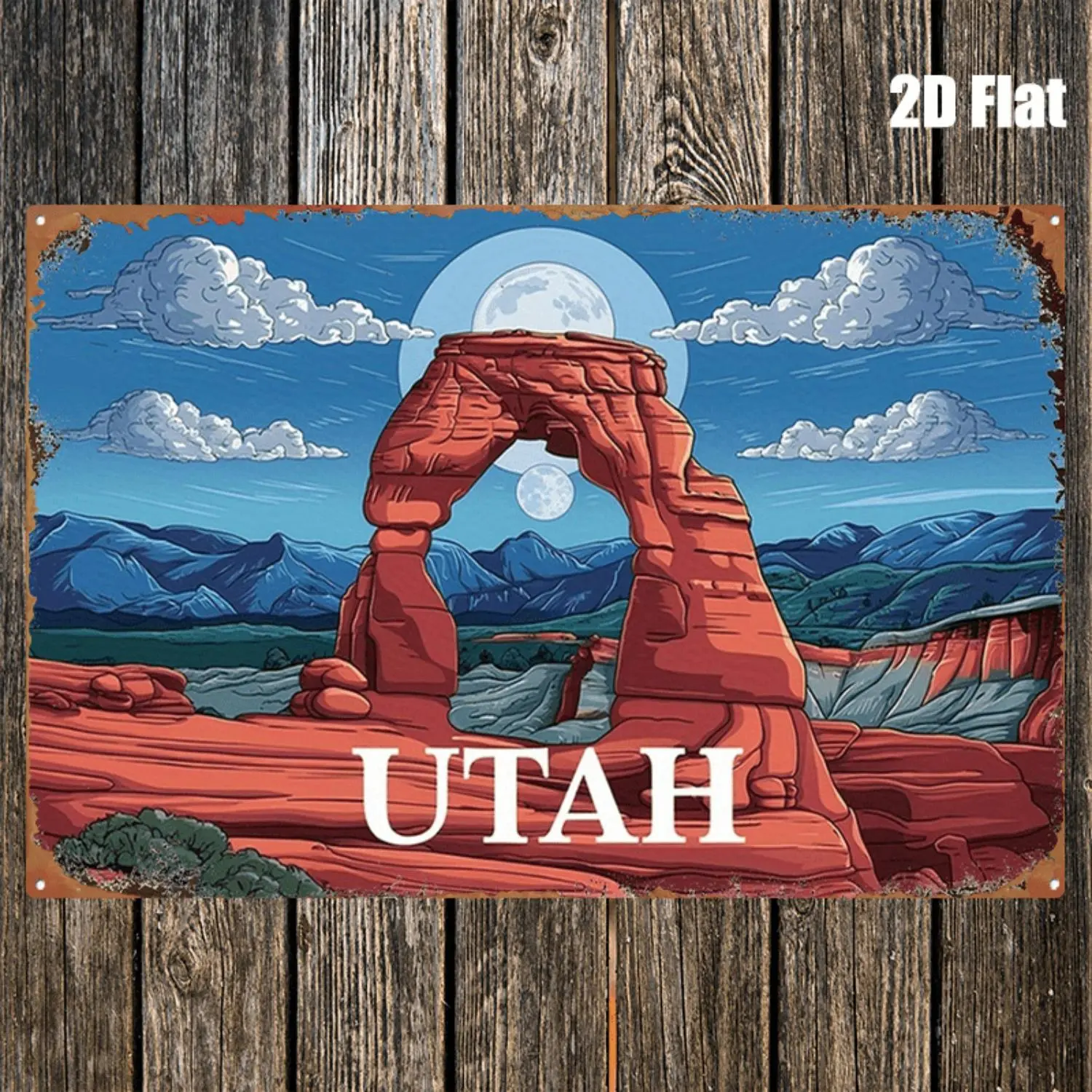 1pc 2D Flat Sheet Painting Archway Rock Night View Suitable for Farmhouse, Room Decoration, Holiday Parties, And Home Wall Art Kitchen Decoration