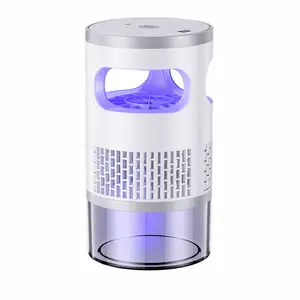 Indoor Insect Trap, Bugs Trap Catcher & Killer for Mosquitos, Fruit Flies, Gnats, Moths, Catch Flying Insect with Bug Light, Suction & Sticky Glue, Non-Zapper Traps for Home Grey Purple