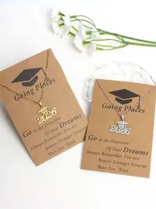 2026 Graduation Stainless Steel Frosted Gold Doctor Hat Necklace for Women, 2026 Class Memorial Gift, Collarbone Chain