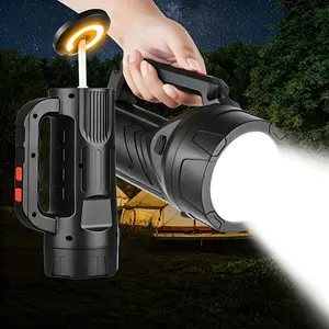 Rechargeable Retractable Camping Light, Rechargeable Handheld Flashlight, LED Spotlight, Portable Outdoor Tent Light, Six Modes, Battery Level Indicator, Ideal for Camping, Hiking, Emergencies, Fishing