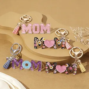 5pcs/set Fresh Floral MOM Tassel Keychain, Mother's Day Gift Pendant for Mother, mother's day decoration,party supplies