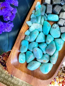 Tumbled Amazonite - Crystal for 4th & 5th Chakras & Water Element - Promotes Truth Harmony Focus & Boundaries - Ideal for PTSD & Addiction Support