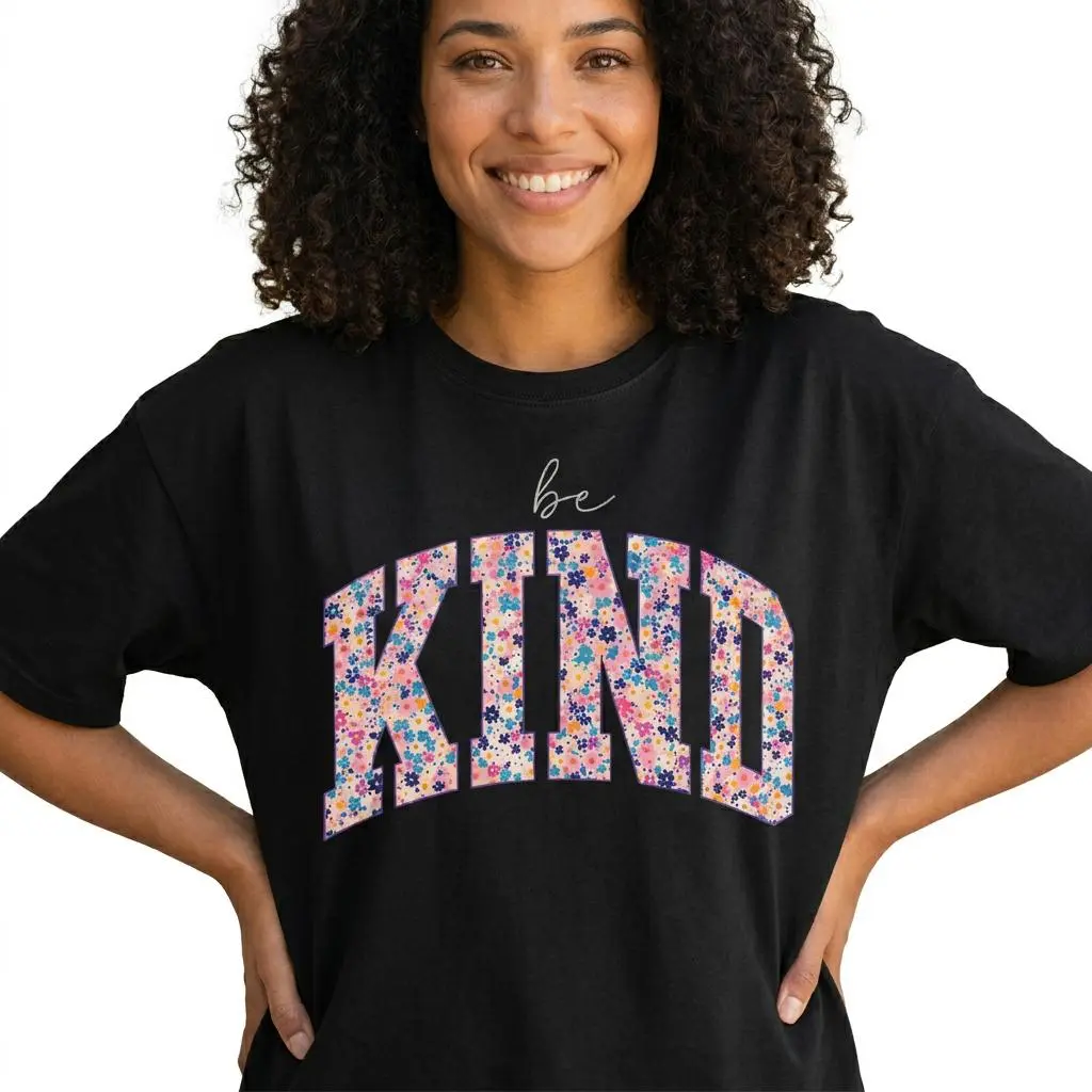 Be Kind Floral Shirt Women Plus Size Inspirational Graphic Tee