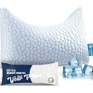 Side Sleeper Pillow for Adults, Adjustable Crescent Pillow with Shredded Memory , Double-Sided Cooling Cover, Curved Bed Pillow for  and  Support, Extra 200g Fill,  1 Pack