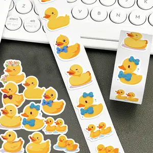 500 Sheets/roll of Cute Duck DIY Decorative Stickers for Cups, Laptops, and Suitcases. DIY Decorative Stickers for Birthday Gifts. Funny Stickers