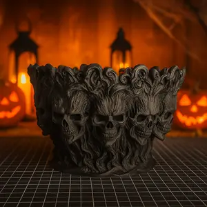 Bone Tree Bowl Matte Charcoal Black Skull Vine Centerpiece Tableware Gothic 3D Printed PLA Table Top Dish Serving Bowl