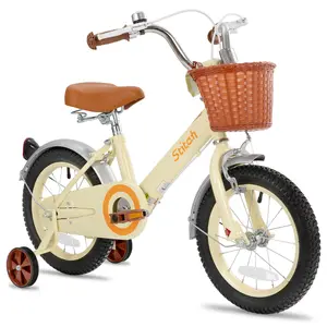 STITCH Retro 12/14/16/18 Inch Children's Bicycle for 2-8 Year Old Girls, Children's Bicycle with Front Basket & Stabilisers