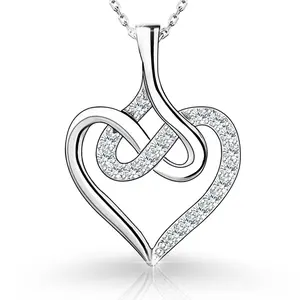 S925 Sterling Silver Simple And Stylish Heart-Shaped Necklace With Hollow Micro-Inlay Clavicle Pendant Chain