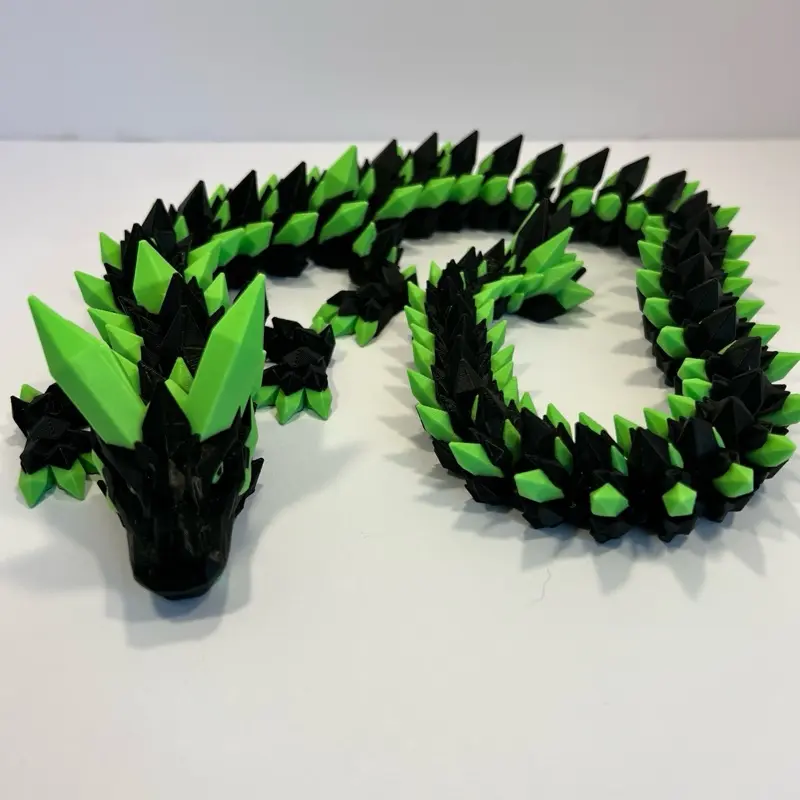 Emerald Shadow Crystal Dragon - Large Crystal Dragon with Deep Green and Obsidian Black Scales, Dark Crystalline Accents, Handcrafted by HyperLayer3D