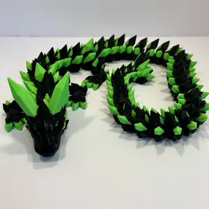 Emerald Shadow Crystal Dragon - Large Crystal Dragon with Deep Green and Obsidian Black Scales, Dark Crystalline Accents, Handcrafted by HyperLayer3D