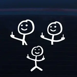 Funny Stick Figure Car Decal, Sarcastic Middle Finger vinyl Sticker for Cars Windows Laptops(Sold Individually)