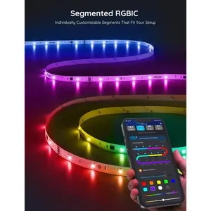 Govee RGBIC LED Strip Lights, Smart LED Lights for Bedroom, Bluetooth LED Lights APP Control, DIY Multiple Colors on One Line, Color Changing LED Strip Lighting Music Sync, Home Decor, 16.4ft