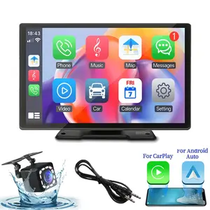 HIPPCRON 9Inch Wireless Apple Carplay & Android Auto Display, Portable Installation, Bluetooth-compatible 5.0 USB TF Aux Inputs, Fits Vehicles 12V-24v