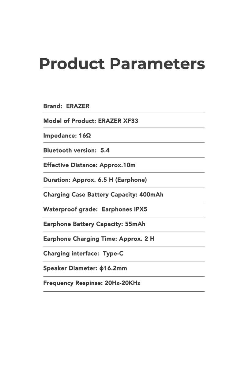 ERAZER XF33 OWS Wireless Bluetooth 5.4 Earphones Luminous Headphones HIFI Sound Quality Music Full Color Display Touch Screen Gaming Headsets Built-in Mic Earbuds Compatible with Phone Computer