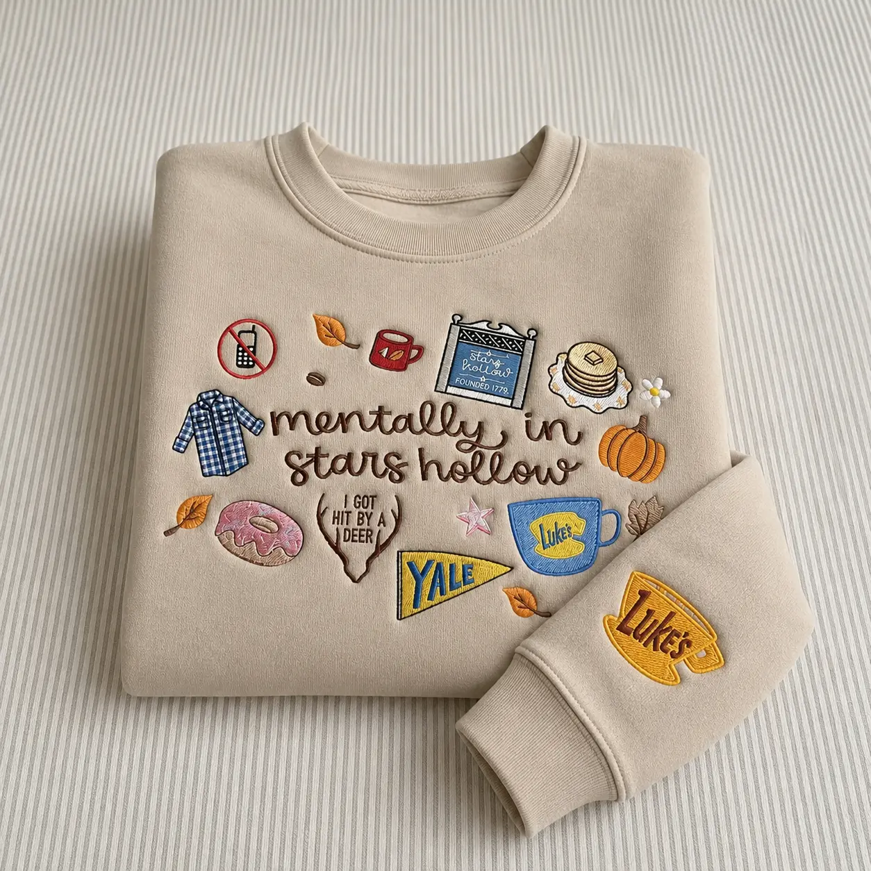 Embroidered Mentally In Stars Hollow Shirt Fall Sweatshirt, Autumn Gifts for her, Embroidered Star Hollow Sweatshirt, Cozy Sweater Pullover