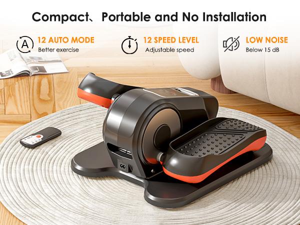 Nicole Selection Compact Electric Mini Elliptical Machine - Portable Home Gym, 12 Resistance Levels, Quiet Motor, 90V Power, Cardio Exercise Under-Desk Elliptical Cross Trainers with Forward-Reverse Dual Direction for Small Spaces