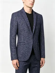 Single Button Casual Blazer, Breathable Wrinkle-Resistant, Slim Fit, Colorblock Pocket Details, Business & Daily Wear, Elegant Simplicity, Suits