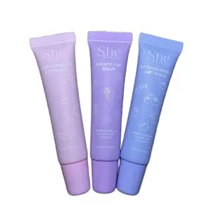 She Makeup Lip Balm Tubes Set of 3 Flavors Peach Blueberry Vanilla Grape Mint Banana 15ml Each for Soft Smooth Lips Glossy