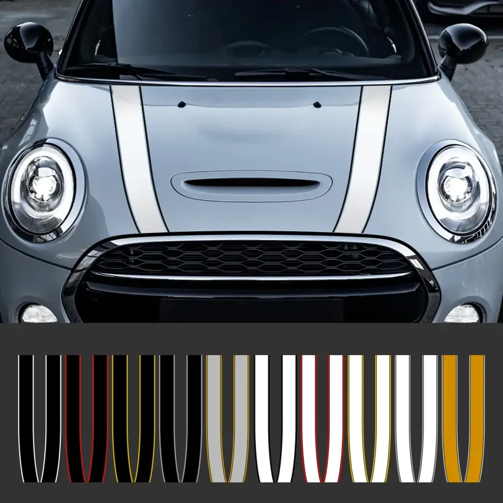 Car Engine Hood Bonnet Sticker Stripes Decals Decor For Mini Cooper S JCW R55 R56 R60 R61 F54 F55 F56 F60 Countryman Accessories