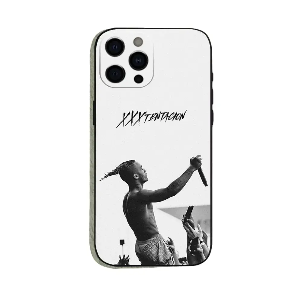 XXXTentacion Pattern Liquid Smartphone Case - Black Soft Handheld Cellphone Protection Cover Compatible with iPhone 16/15/14/13/12 Devices, Casing