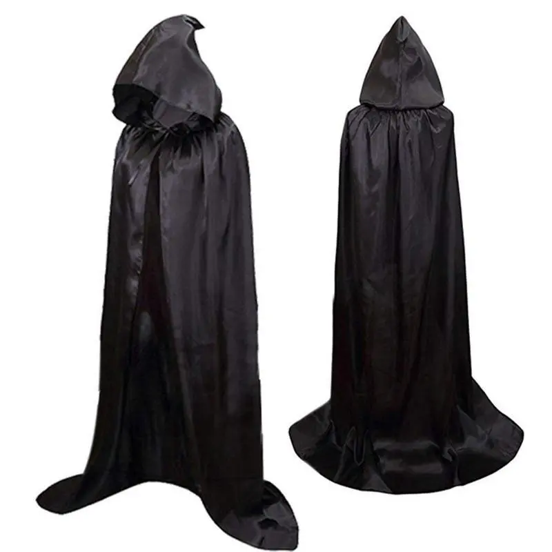 Unisex Role Playing Halloween Cloak Witch Demon Vampire Cloak Pointed Hat Shawl Hooded Cape