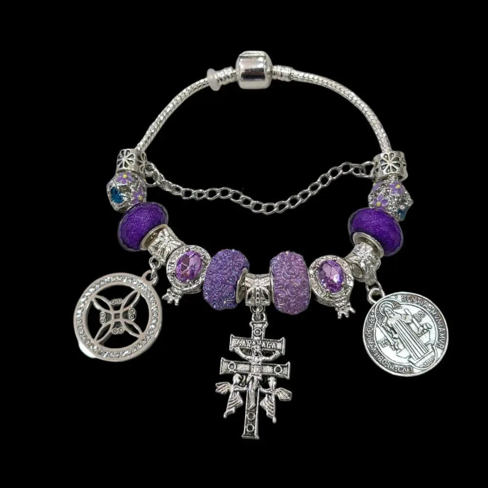 Purple , nudo de Bruja, Cruz de Caravaca, Nudo de Bruja, San Benito, bracelet